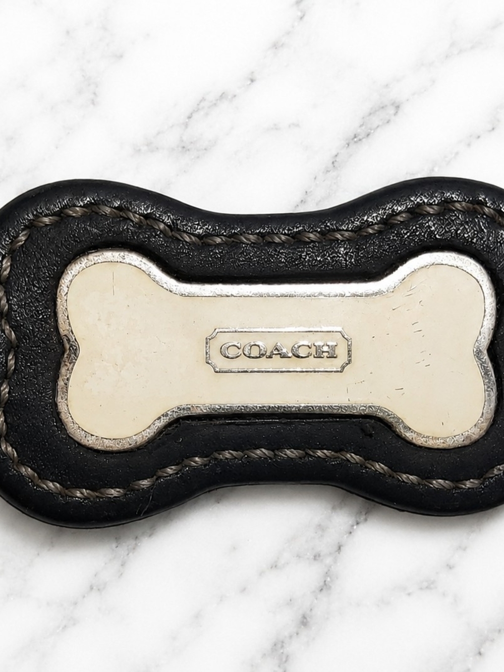 Vintage COACH Dog Bone Leather Keychain Key Fob — Repairable / Missing Key Ring
